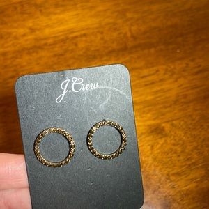 J. Crew Circle crystal stud earrings in dark gold.